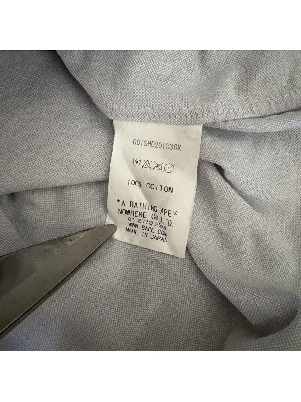 BAPE sz M Light Gray Short Sleeve Cotton Button Down Bathing Ape Head Logo - Picture 7 of 10